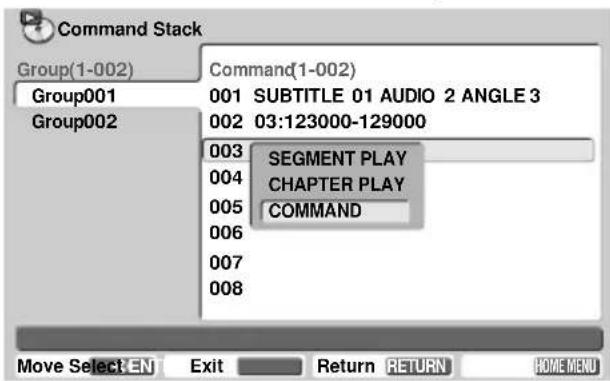 PIONEER DVD-V5000 - Example 7: Input command to jump to another group - 1