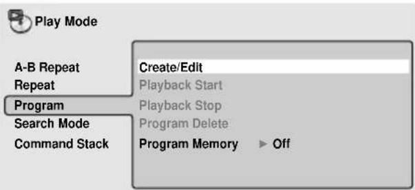 PIONEER DVD-V5000 - Select "Create/Edit" from the list of program options. - 1