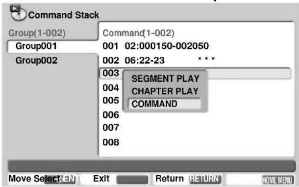 PIONEER DVD-V5000 - Use the ↑/↓ (cursor up/down) buttons to select "COMMAND" then press ENTER. - 1