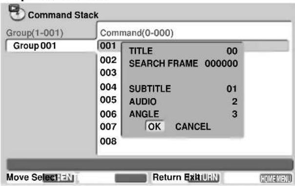 PIONEER DVD-V5000 - Example 5: Select subtitle 1, audio 2, angle 3 - 2