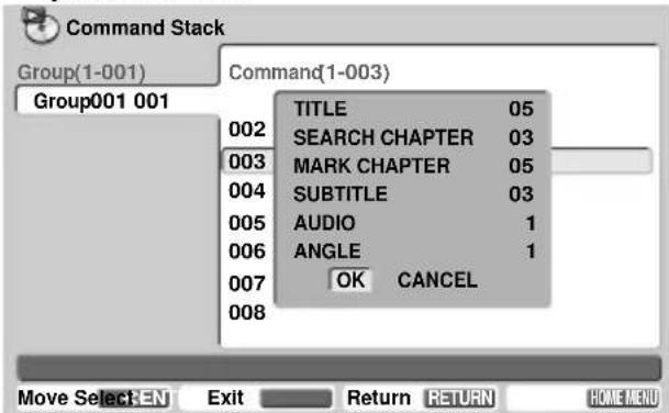 PIONEER DVD-V5000 - Example: To change audio setting from 2 to 1 on step 003 - 4