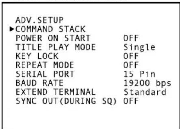 PIONEER DVD-V5000 - Use the ↓ (cursor down) button to select "COMMAND STACK." - 1