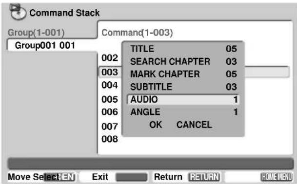 PIONEER DVD-V5000 - Example: To change audio setting from 2 to 1 on step 003 - 3