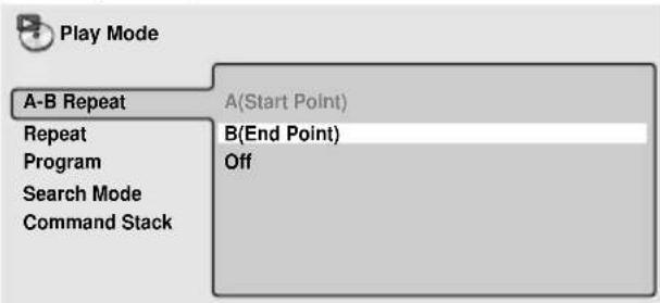 PIONEER DVD-V5000 - Press ENTER on "B(End Point)" to set the loop end point. - 1