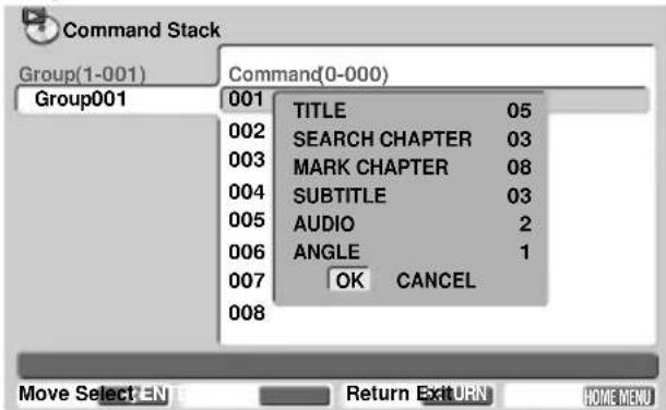 PIONEER DVD-V5000 - Example 4: "Play title 5, chapter 3 to 7, subtitle 3, audio 2, angle 1" - 2