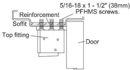 Reinforcement Soffit Top fitting 5/16-18 x 1 - 1/2" (38mm) PFHMS screws. Door