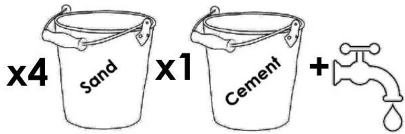 x4 sand x1 cement +