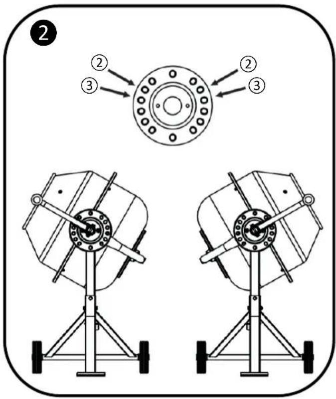 Technical diagram showing two mechanical components with numbered parts and directional arrows indicating assembly or flow.