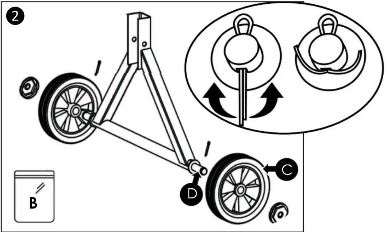 Diagram illustrating bicycle steering wheel assembly with labeled components and motion arrows