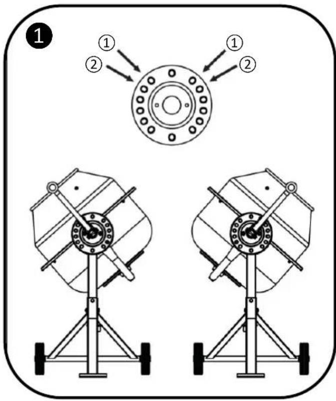 Technical diagram showing two mechanical components with numbered parts and directional arrows, likely illustrating a mechanical or electrical assembly.