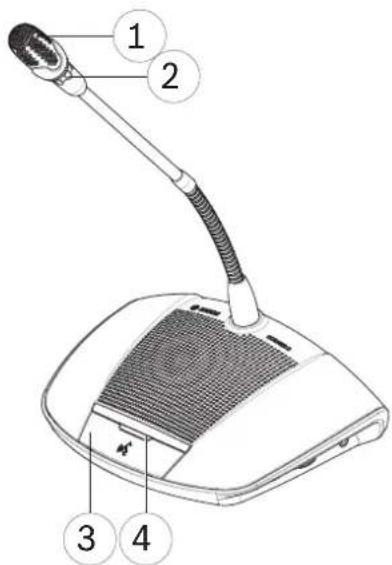 Diagram of a desktop computer with labeled parts including a microphone and speaker port