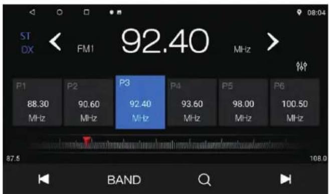 ST DX FM1 92.40 MHz P1 88.30 MHz P2 90.60 MHz P3 92.40 MHz P4 93.60 MHz P5 98.00 MHz P6 100.50 MHz BAND