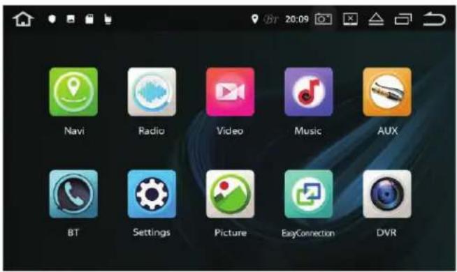 Navi Radio Video Music AUX BT Settings Picture EasyConnection DVR