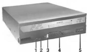 Diagram of a computer drive with labeled ports and ports numbered 1 to 5