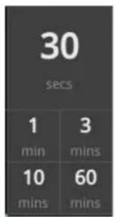 30 secs 1 3 min mins 10 60 mins mins