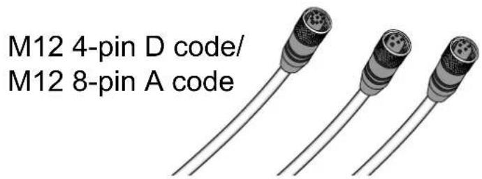M12 4-pin D code/ M12 8-pin A code
