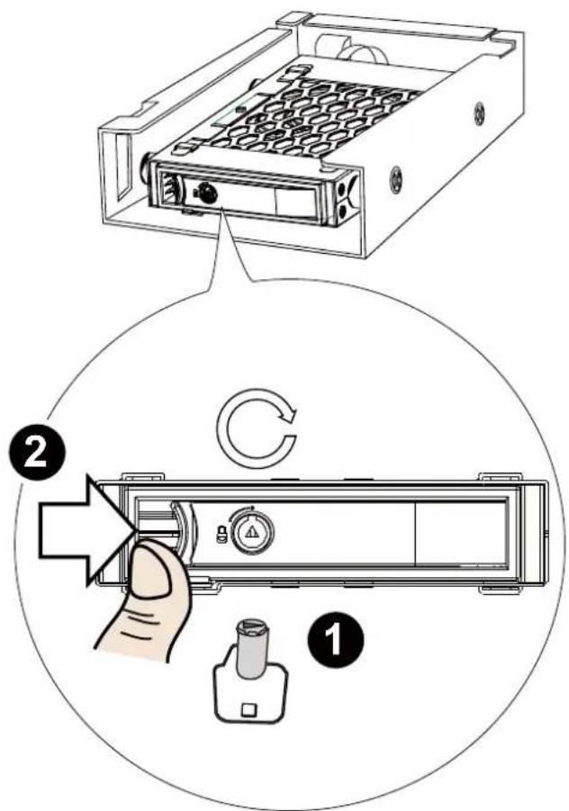 Diagram showing a computer drive with labeled parts including a hand pressing a button and a circular diagram illustrating the process.
