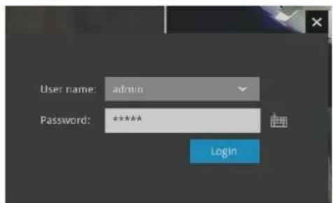 User name: admin Password: ***** Login