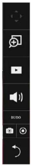 Vertical toolbar with navigation icons and control buttons, including play, speaker, and refresh controls