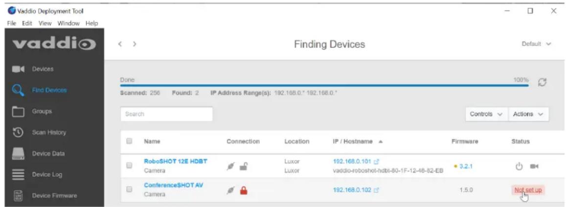 Vaddio IntelliSHOT - To complete the initial device set-up with the Vaddio Deployment Tool: - 1