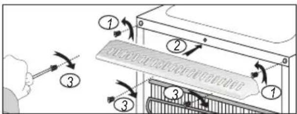 Diagram illustrating a device's internal structure with numbered components and directional arrows indicating movement or assembly.