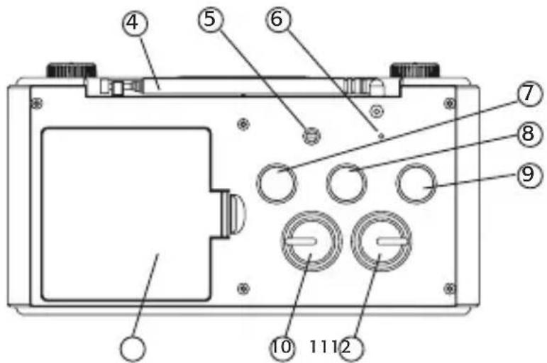 Technical diagram of an electronic device with numbered components for identification