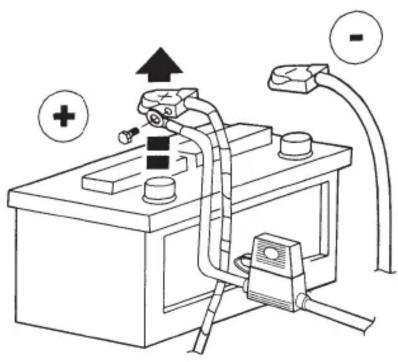 Diagram of a battery electrical switch mechanism with labeled components and directional arrows