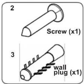 2 Screw (x1) 3 wall plug (x1)
