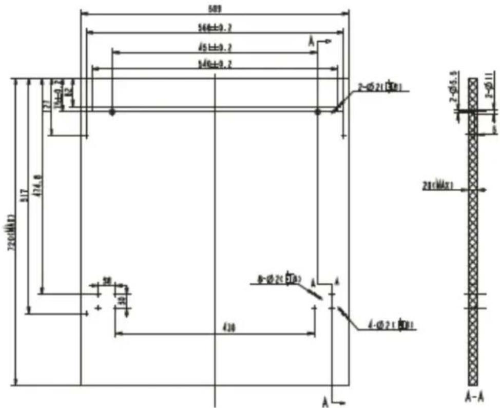 509 546±0.2 45±0.2 540±0.2 2-Ø5.2(108) 2-Ø5.5 2-Ø11 21(108) A-A 27 13±0.2 12 817 476.8 50 30 430 B-Ø2(108) A A A-Ø2(108)