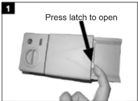 Press latch to open