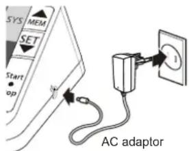 SYS MEM SET Start op AC adaptor