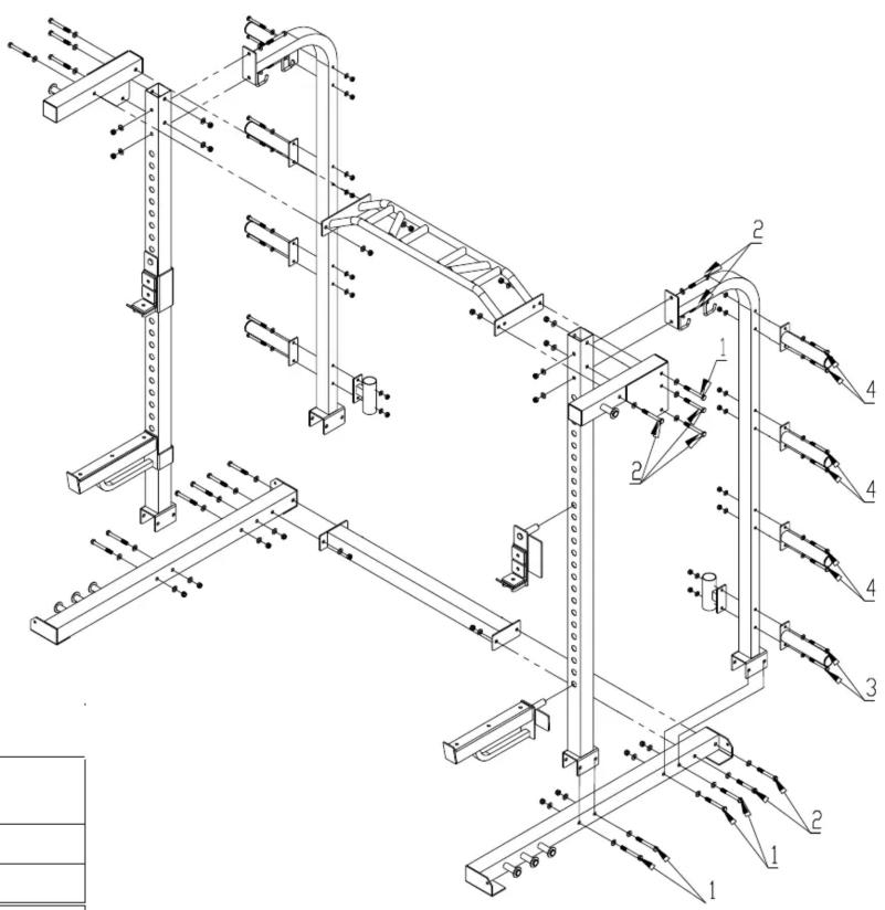 Technical schematic diagram of a mechanical or structural assembly with numbered components and directional arrows indicating motion or force.