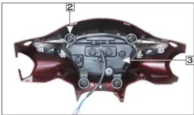 Technical diagram of a car body panel with numbered annotations pointing to internal components