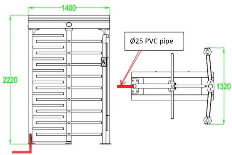 1400 2220 Ø25 PVC pipe 1320