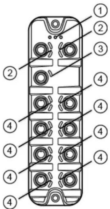 Diagram of a mobile phone rear panel with numbered labels pointing to various components.