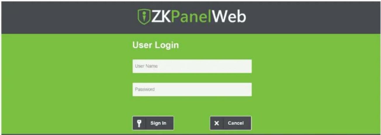 ZKPanelWeb User Login User Name Password Sign In Cancel