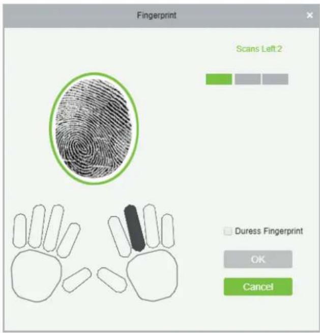 Fingerprint Scans Left 2 Duress Fingerprint OK Cancel