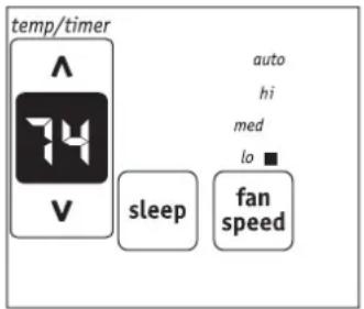 temp/timer ^ 74 V sleep auto hi med lo ■ fan speed