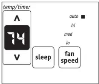 temp/timer ^ 74 v sleep auto hi med lo fan speed