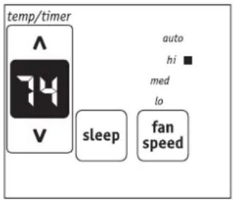 temp/timer ^ 74 V sleep auto hi ■ med lo fan speed