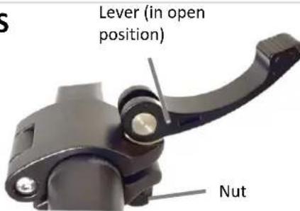 Lever (in open position) Nut