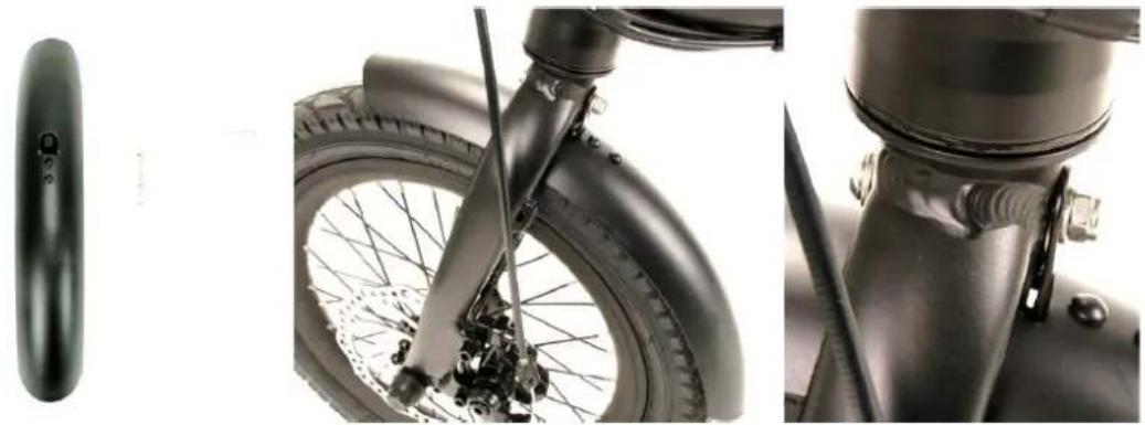 Close-up of a black bicycle wheel and side panel, showing front wheel, rear wheel, and side details (no text or symbols visible)