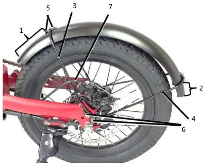 Labeled diagram of a motorcycle wheel assembly with numbered components for identification