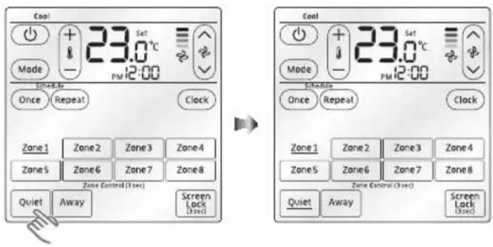 Cool Mode 23.0°C PM 12:00 Schedule Once Repeat Clock Zone 1 Zone 2 Zone 3 Zone 4 Zone 5 Zone 6 Zone 7 Zone 8 Zone Control (3 sec) Quiet Away Screen Lock (3 sec) Cool Mode 23.0°C PM 12:00 Schedule Once Repeat Clock Zone 1 Zone 2 Zone 3 Zone 4 Zone 5 Zone 6 Zone 7 Zone 8 Zone Control (3 sec) Quiet Away Screen Lock (3 sec)