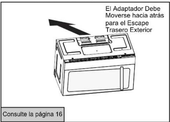 El Adaptador Debe Moverse hacia atrás para el Escape Trasero Exterior Consulte la página 16