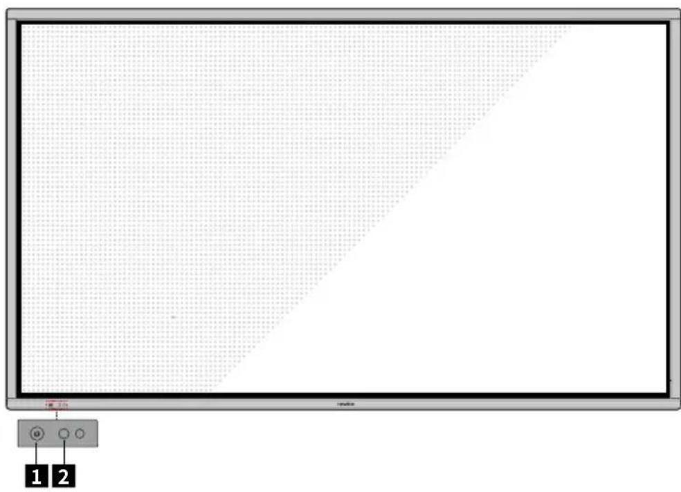 Computer screen with grid pattern and control buttons labeled 1 and 2 at bottom