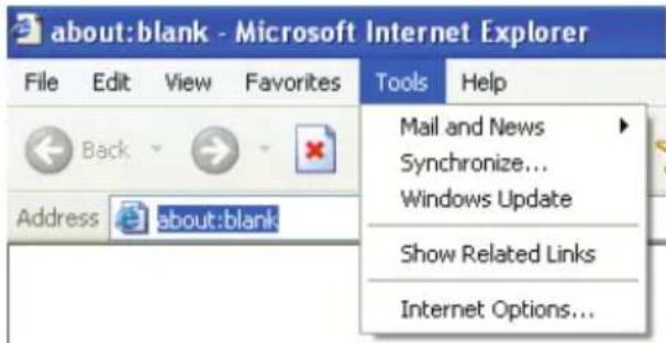about:blank - Microsoft Internet Explorer File Edit View Favorites Tools Help Back Address about:blank Mail and News Synchronize... Windows Update Show Related Links Internet Options...
