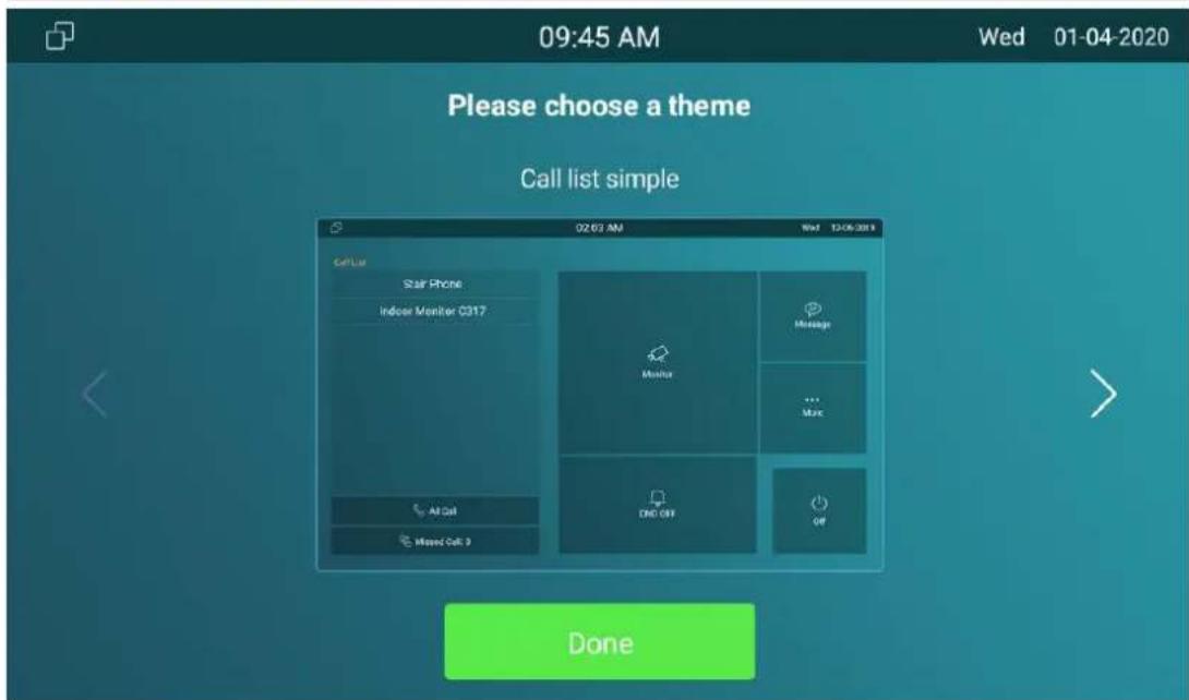 Please choose a theme Call list simple 02:03 AM Wed 12/06/2019 Call List Star Phone Indoor Monitor C317 All Call Missed Call 3 Message More Done Off