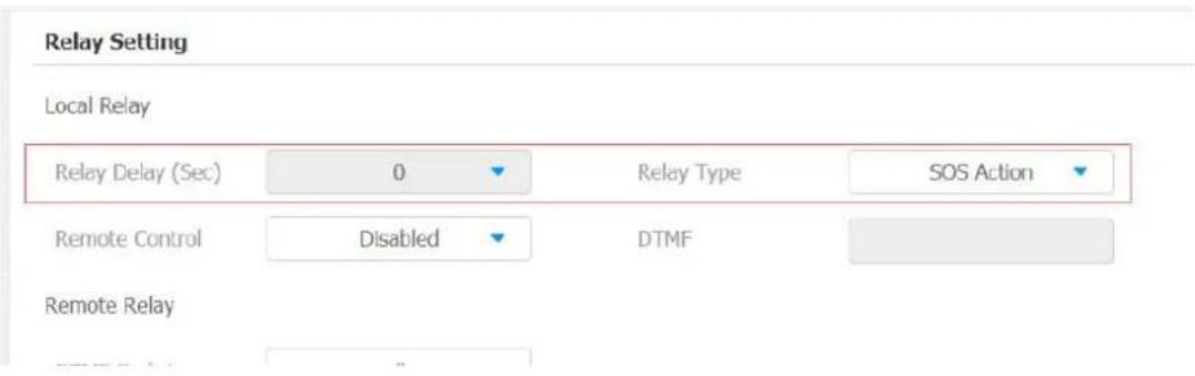Relay Setting Local Relay Relay Delay (Sec) 0 Relay Type SOS Action Remote Control Disabled DTMF Remote Relay