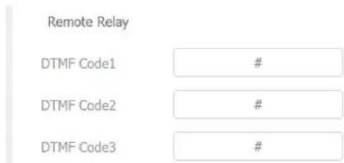 Remote Relay DTMF Code1 # DTMF Code2 # DTMF Code3 #